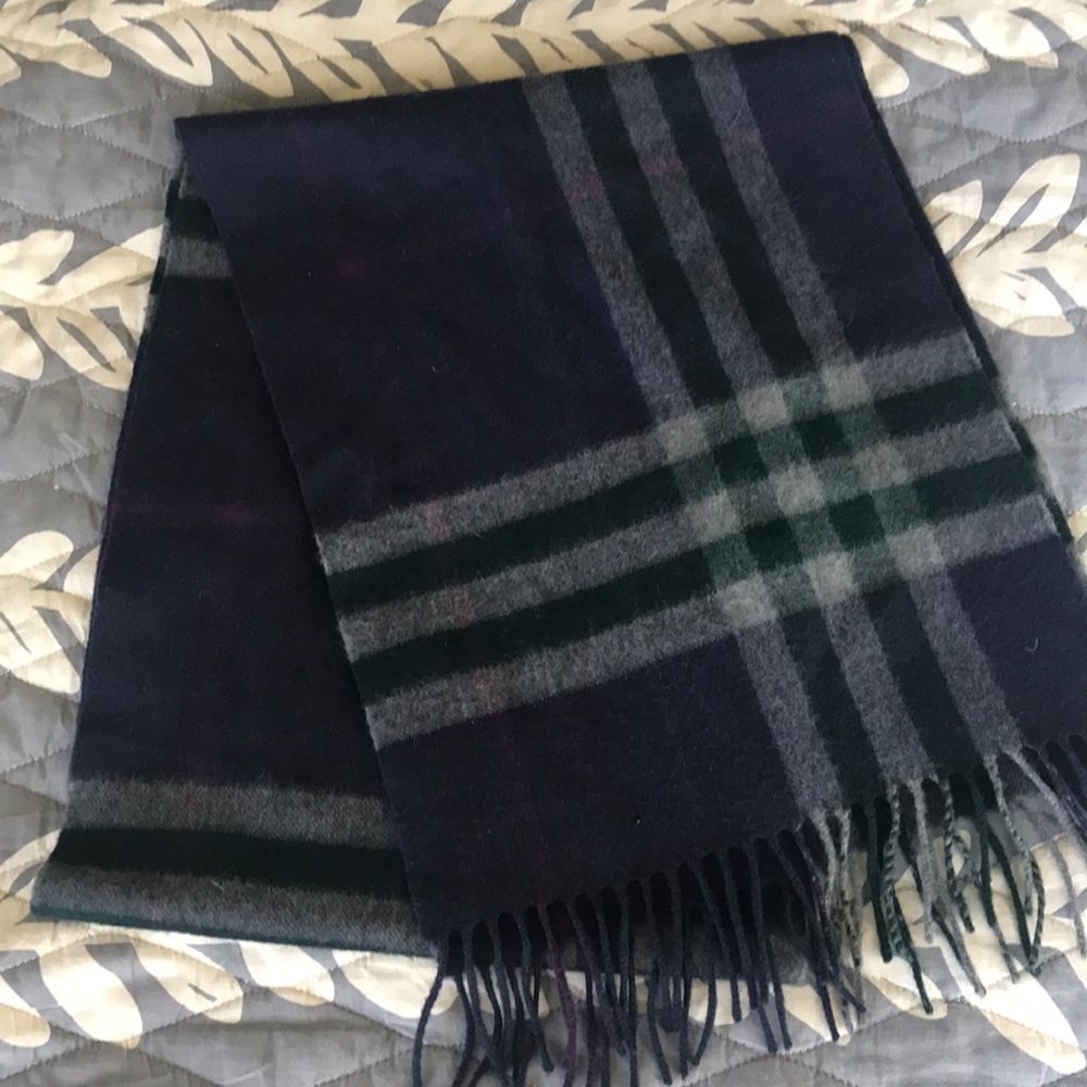 Burberry cashmere purple plaid scarf